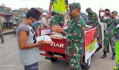 Di Tanjab Barat, Ratusan Sembako Gratis Dibagikan Kodim ke Masyarakat