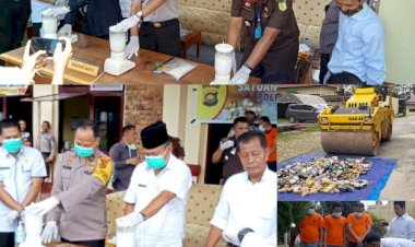 Di Hadapan 3 Tersangka, Polres Sarolangun Musnahkan Sabu 1,6 Kg