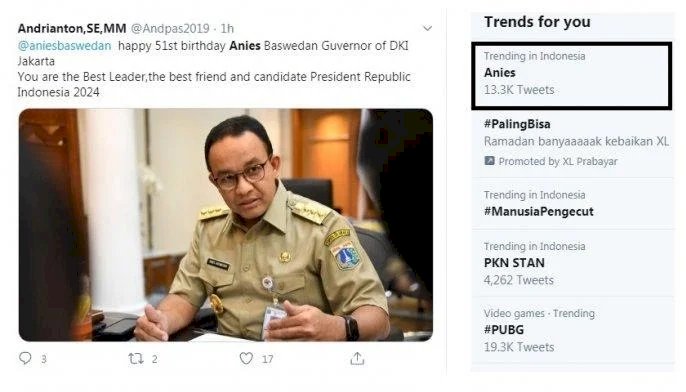 Gubernur Anies Ulang Tahun Jadi Trending, Netizen: You Are the Best Leader