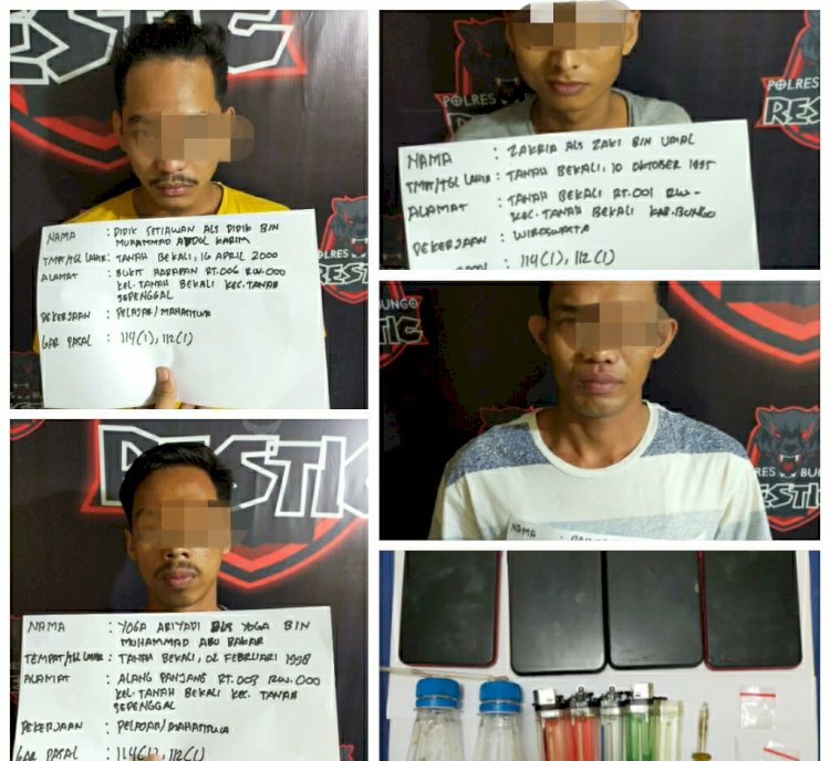Detik-detik Empat Pemuda Bungo-Jambi Ini Digerebek Polisi Diduga Pesta Sabu, Hingga Tak Berkutik