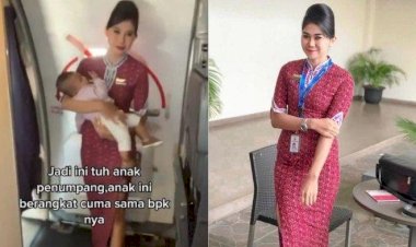 Pramugari Gendong Bayi Menangis Saat Penerbangan Viral di Medsos, Begini Kisahnya...