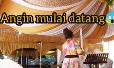 Viral! Detik-detik Tenda Pernikahan Ambruk Akibat Angin Kencang