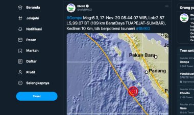 Gempa Bumi 6,3 M Dirasakan di Padang dan Bengkulu, Pasbar hingga Padangpanjang