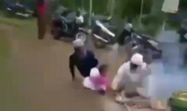VIRAL! Lagi Khusuk Ritual Adat di Bali, Kakek Ini Dilempari Petasan