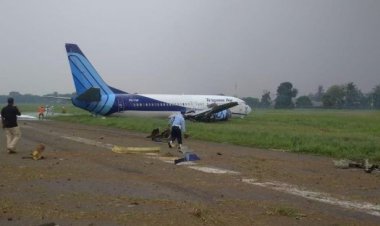 Pesawat Trigana Air Tergelincir di Bandara Halim Perdanakusuma