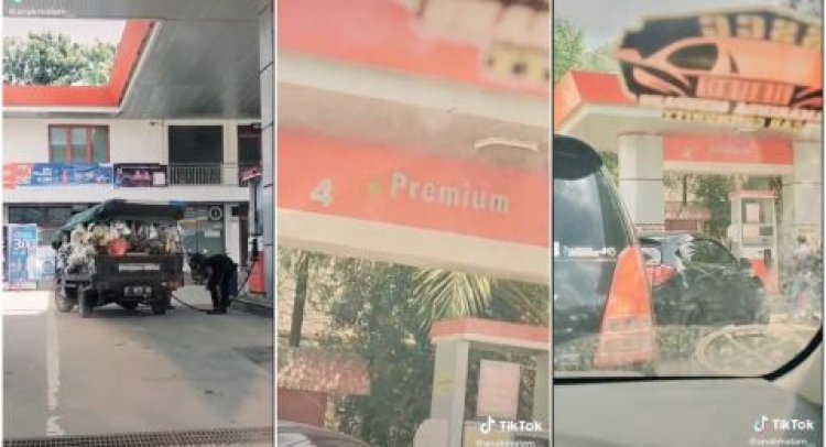 Viral! Pick up Sayur Isi BBM Pertamax, Eh Ada Mobil Mewah Malah Antre Premium