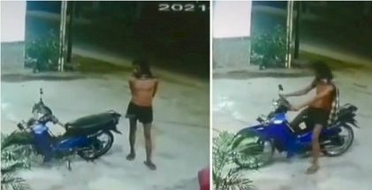 Viral! Nyamar Jadi Orang Gila, Pria Ini Embat Motor yang Terparkir di Pinggir Jalan