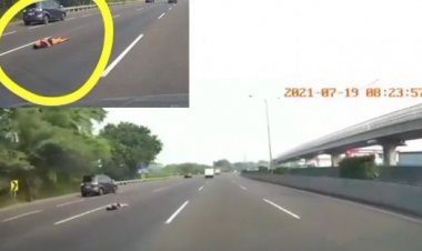 Viral Sosok Berbaring di Jalan Tol, Pemobil: Astagfirullahaladzim!