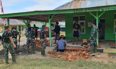 Satgas TMMD Tebo-Jambi Kebut Rehab Masjid Al Muhajirin dan Pembangunan Gorong-gorong