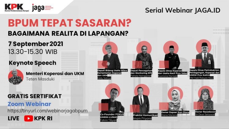 Webinar JAGA, KPK Ajak Masyarakat Kawal Penyaluran Bantuan Usaha Mikro