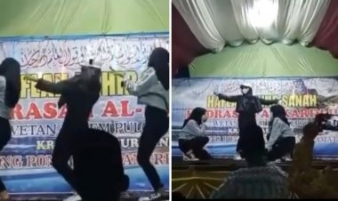 Viral! Tiga Gadis Berhijab Joget Tiktok di Acara Madrasah, Netizen: Mau Kaget tapi Indonesia