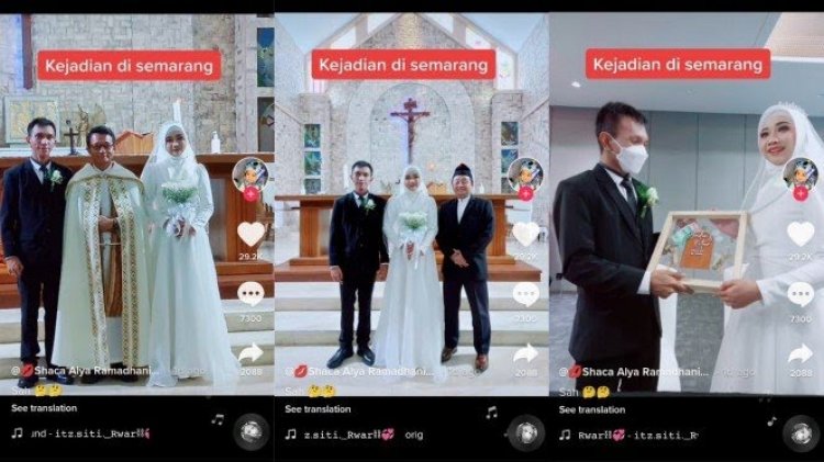 Heboh! Wanita Berhijab Pemberkatan Menikah di Gereja, Sah?