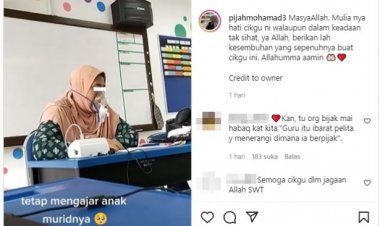 Viral! Guru Ini Tetap Mengajar Meski Gunakan Masker Oksigen, Netizen: Tetap sehat, Bu