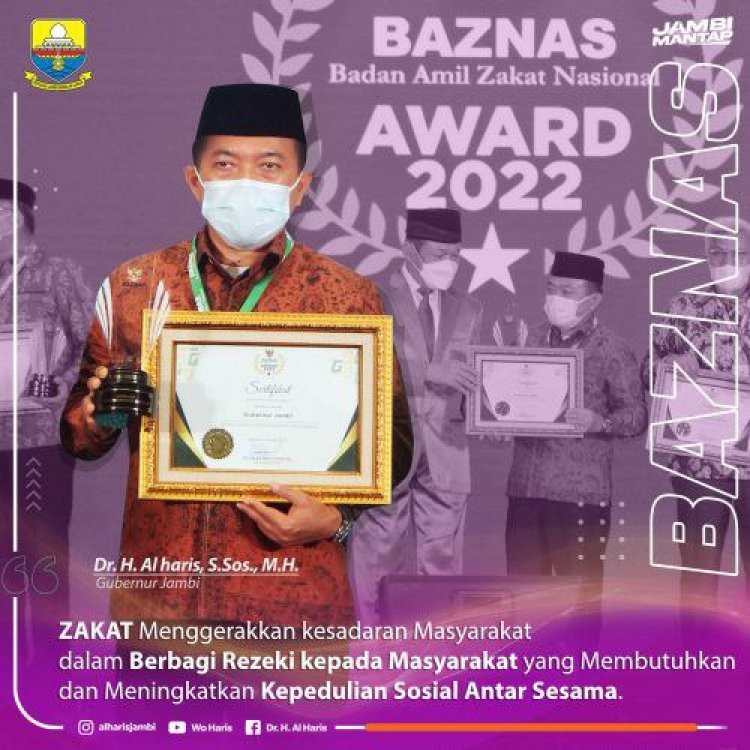 Gubernur Jambi Terima Penghargaan Baznas Award 2022