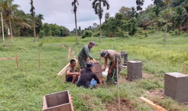Ketahanan Pangan, TMMD Kodim Bute Buat Pondasi Kandang Kambing Warga