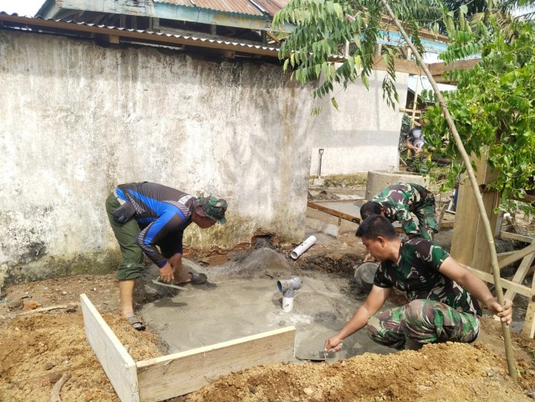 TMMD Ke-123: TNI Selesaikan Pengecoran Septic Tank untuk MCK Madrasah di Tebo Ulu