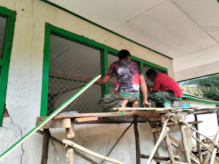 Satgas TMMD ke-123 Kodim 0416/Bute: Tingkatkan Keamanan Madrasah Ibtidaiyah di Desa Teluk Kuali