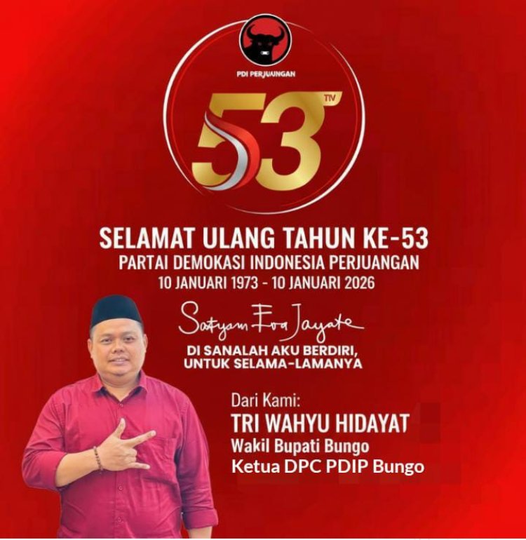 Wabup Tri Wahyu Hidayat Ucapkan Selamat HUT ke-53 PDI Perjuangan, Tegaskan Komitmen Berjuang Bersama Rakyat