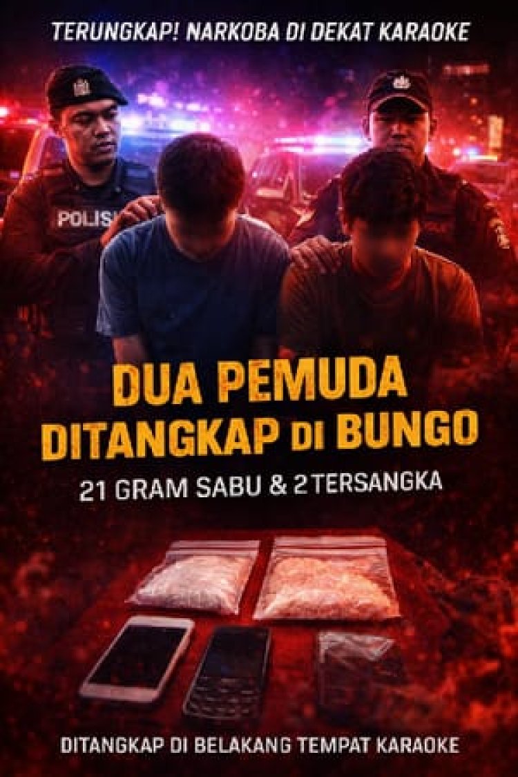 Dua Pemuda di Bungo Ditangkap, Polisi Amankan 21 Gram Sabu di Belakang Tempat Karaoke