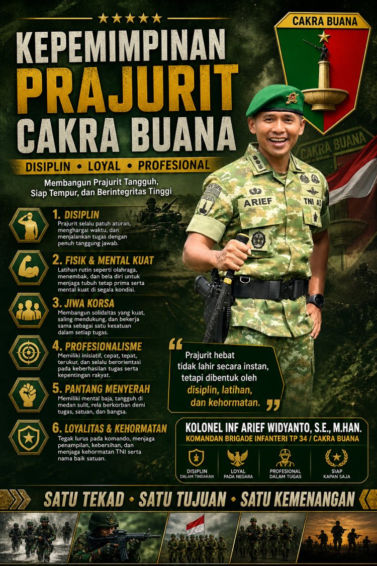 Bangun Prajurit Profesional, Danbrigif TP 34 Cakra Buana Tekankan Disiplin hingga Jiwa Korsa