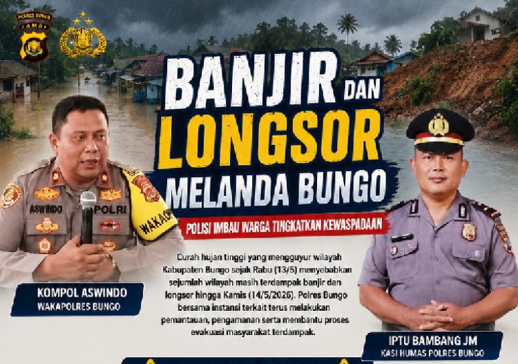 Banjir dan Longsor Melanda Bungo, Polisi Imbau Warga Tingkatkan Kewaspadaan