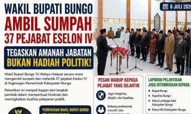Wabup Bungo Lantik 37 Pejabat Eselon IV, Tegaskan Tak Ada Pejabat yang Boleh Bermain-main dengan Amanah Jabatan