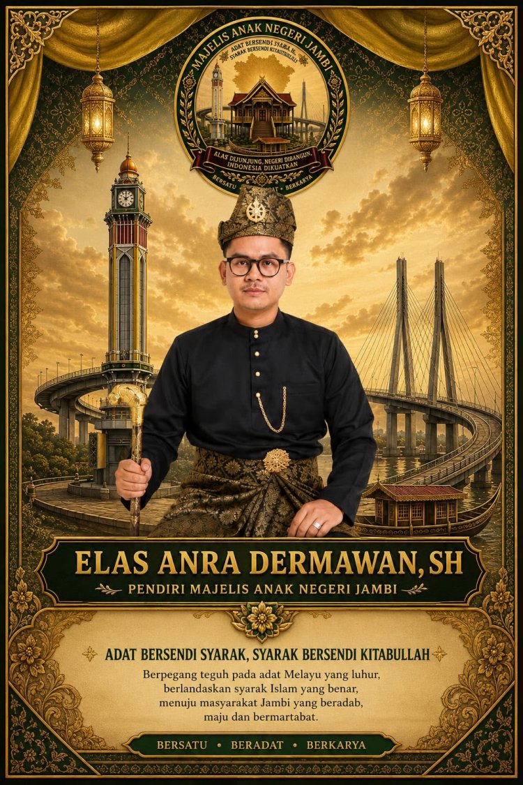 CIK ELAS ANRA DERMAWAN, SH RESMI MENDIRIKAN MAJELIS ANAK NEGERI JAMBI, USUNG SEMANGAT PELESTARIAN ADAT DAN BUDAYA MELAYU