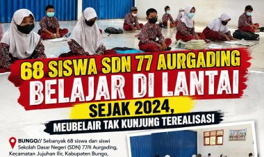 68 Siswa SDN 77 Aurgading Belajar di Lantai Sejak 2024, Meubelair Tak Kunjung Terealisasi