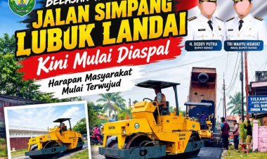 Belasan Tahun Dinanti, Jalan Simpang Lubuk Landai Kini Mulus Diaspal