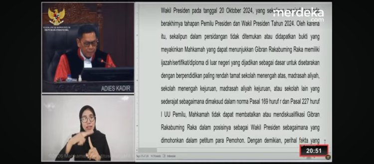BREAKING NEWS MK Tak Temukan Bukti Ijazah SLTA Gibran, Namun Gugatan Tak Dapat Diterima