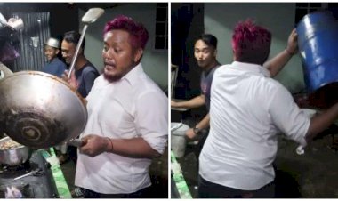VIRAL! Aksi Nyeleneh Chef Antok Babalu Cafe, Lempar Panci Hingga Tabung Gas 12Kg