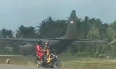 Pesawat Hercules TNI AU Mendarat Darurat di Aceh