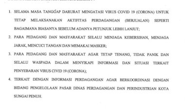 Disperindag Sungaipenuh Pastikan Penutupan Pasar Tanjungbajure Hoax