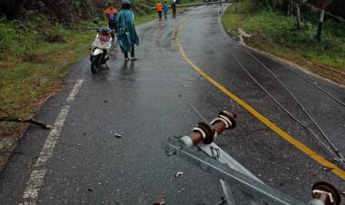 Dua Tiang Listrik Roboh Jalan Nasional Bangko-Kerinci Sempat Lumpuh