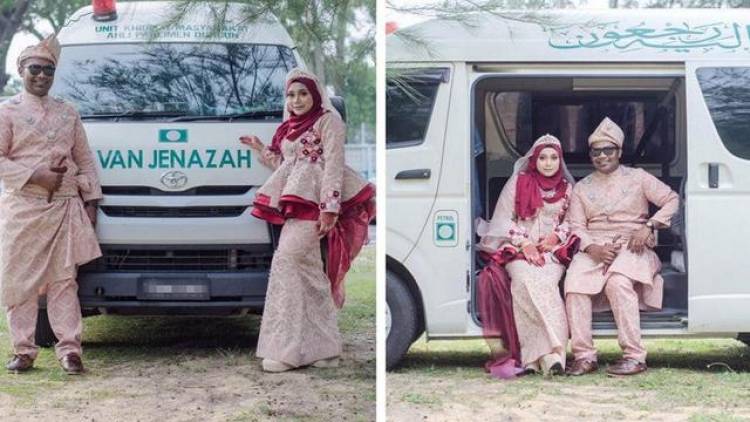 Horor, Prewed Pasangan Ini Pakai Mobil Jenazah
