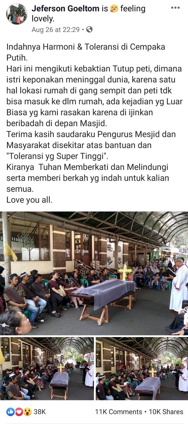 Viral Kebaktian Tutup Peti di Depan Masjid di Jakarta