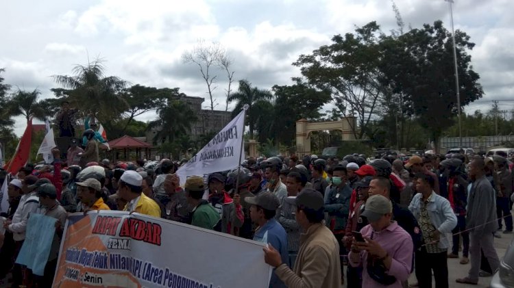 Tuntut Hak Tanahnya, Ratusan Warga Teluk Nilau Tanjab Barat Geruduk Kantor Bupati dan DPRD