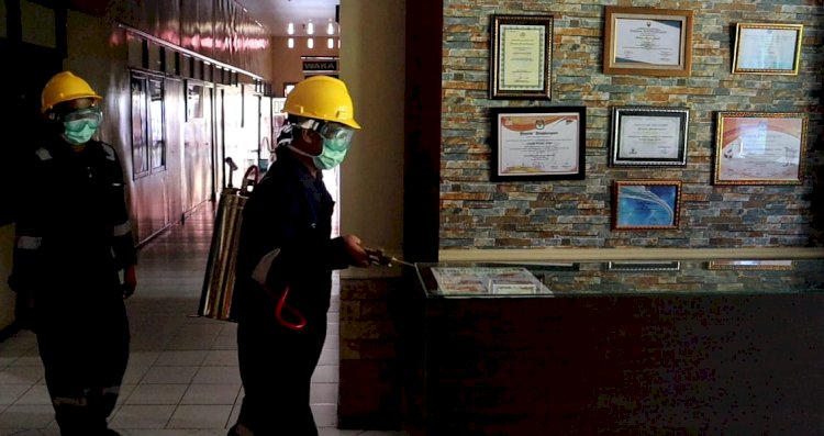 Bahaya Corona, Mapolres Muarojambi Disemprot Cairan Disinfektan